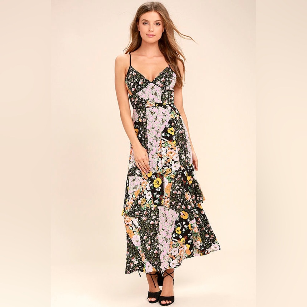 Incense and Peppermints Black Floral Print Maxi Dress